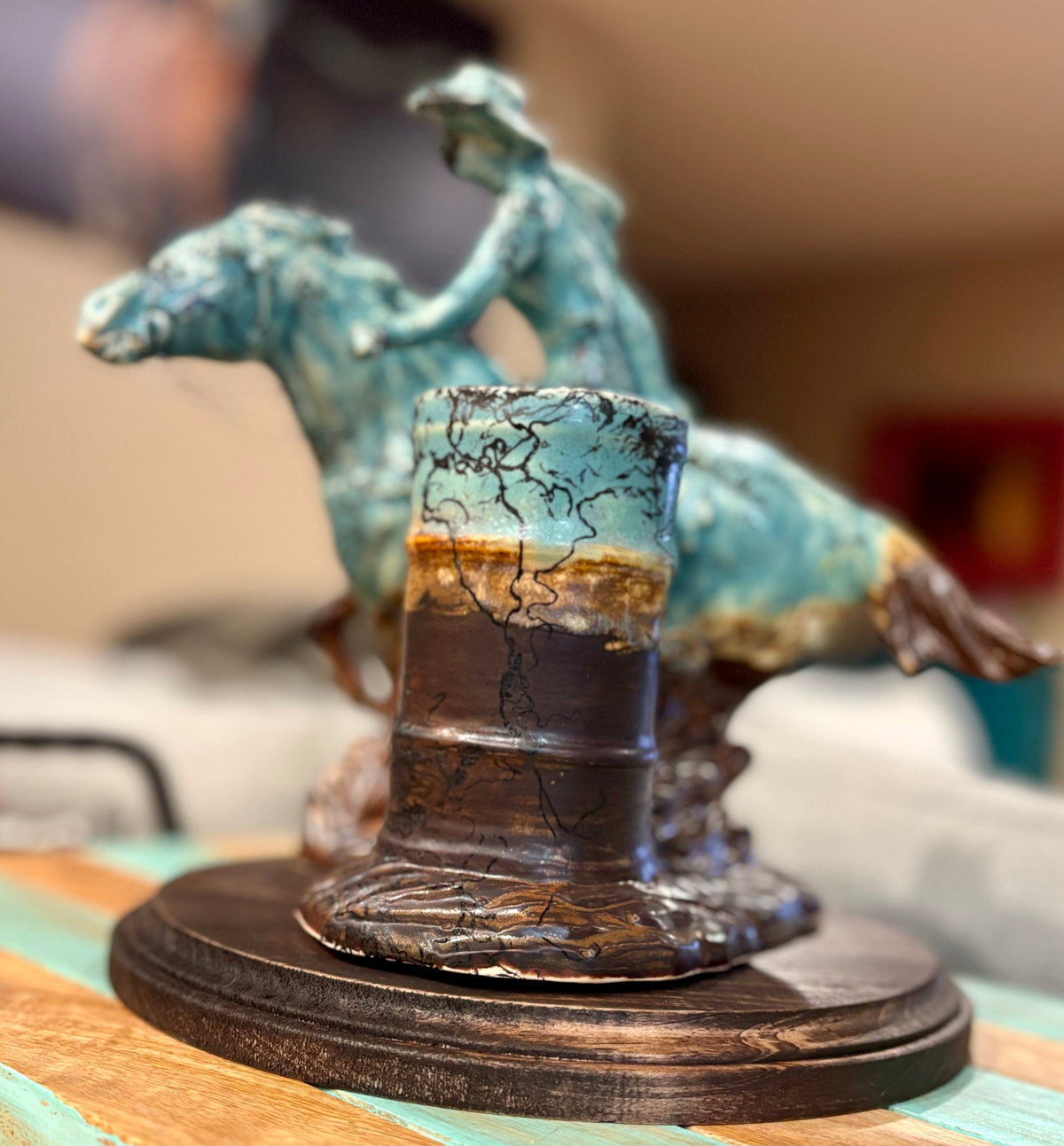 Custom Horse Hair Barrel Racer Statue