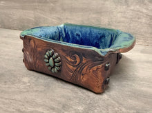 Load image into Gallery viewer, Mini Bread Loaf Pan, embossed faux leather look with faux conchos (serves 2-3 people) - Shipping Included