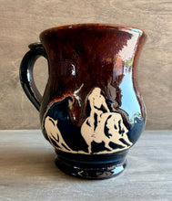 Load image into Gallery viewer, Cutting Horse Mug - Red and Black (discounted due to glaze dripping too low)- Shipping Included