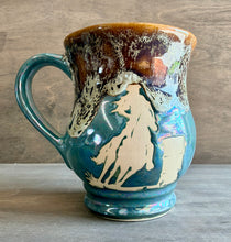 Load image into Gallery viewer, Barrel Racer Mug - Turquoise and Leopard - Shipping Included