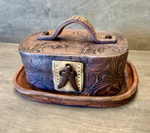 Load image into Gallery viewer, Leather Knot KERRYGOLD SIZE Butter Dish - Shipping Included