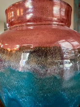 Load image into Gallery viewer, Large Lidded Jar Copper and Turquoise - shipping included