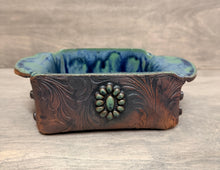 Load image into Gallery viewer, Mini Bread Loaf Pan, embossed faux leather look with faux conchos (serves 2-3 people) - Shipping Included