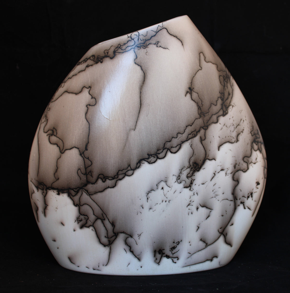 Custom Horse Hair Pottery 6" Angle Vase