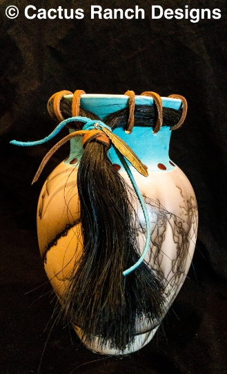 Custom Horse Hair Pottery 9" Vase