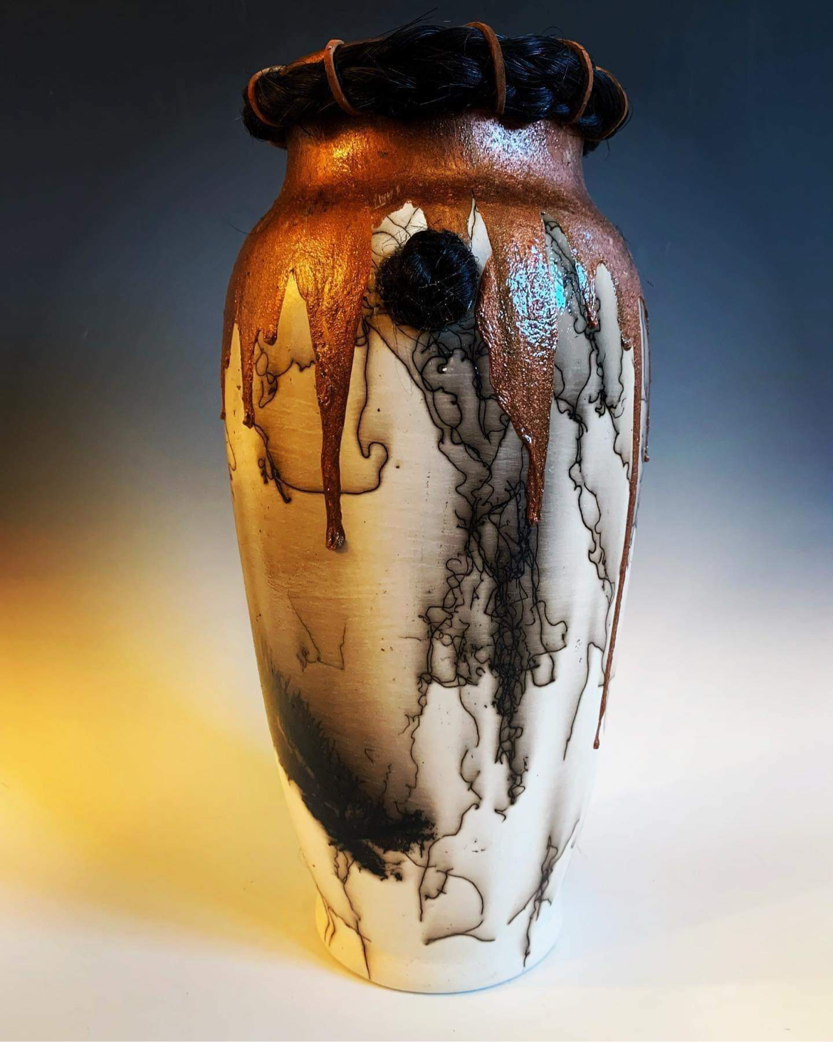 Custom Horse Hair 12” Tall Cylinder Vase