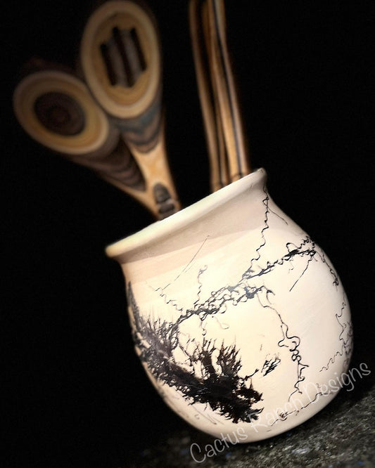 Round Horse Hair Utensil Holder/ Vase