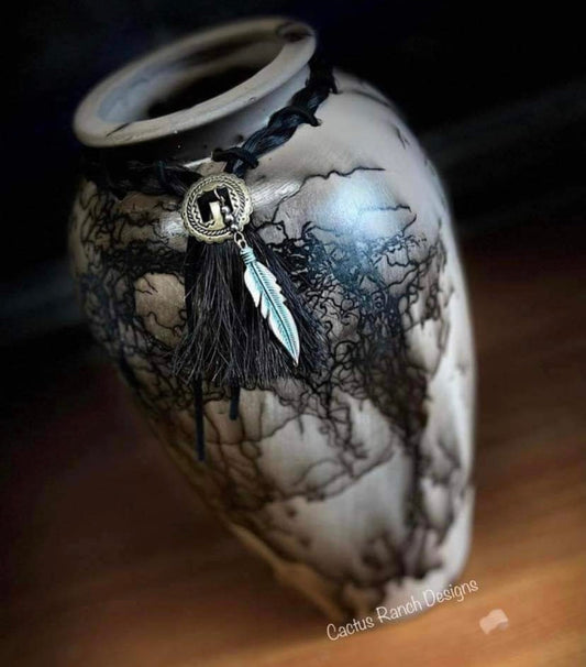 Custom Horse Hair 12” Tall Cylinder Vase