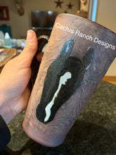 Load image into Gallery viewer, Tooled Leather Look Horse Markings AND/OR Brand Tall Coffee Mug